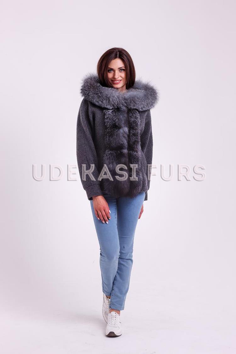Пальто с мехом чернобурки 9021-01 Udekasi Furs 