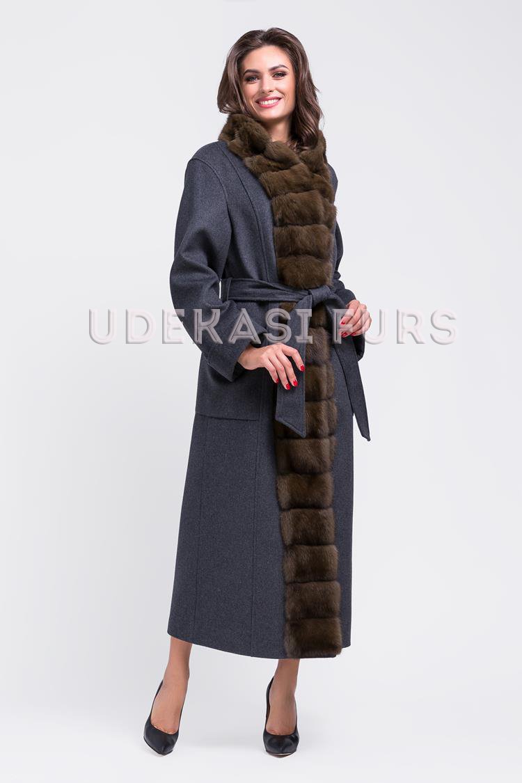 Пальто с мехом соболя 9013-13 от магазина Udekasi Furs  - #1