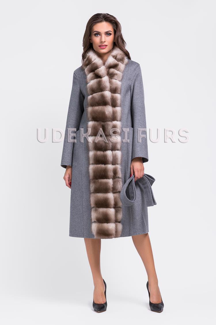 Пальто с мехом каменной куницы 9037-04 от магазина Udekasi Furs  - #1