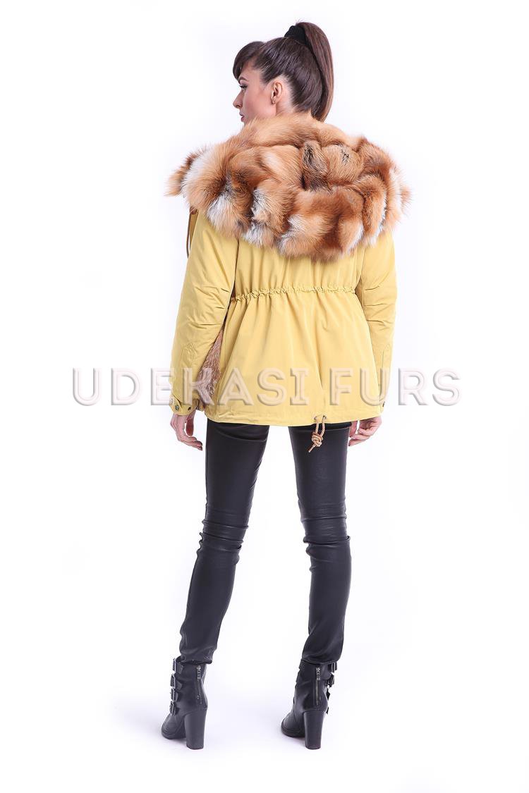 Парка желтая с мехом рыжей лисы 5361-28 от Udekasi Furs - #2