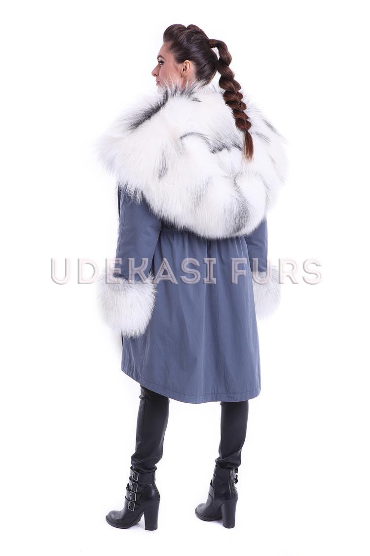 Парка голубая с натуральным мехом арктической лисы 5352-03 от Udekasi Furs - #2
