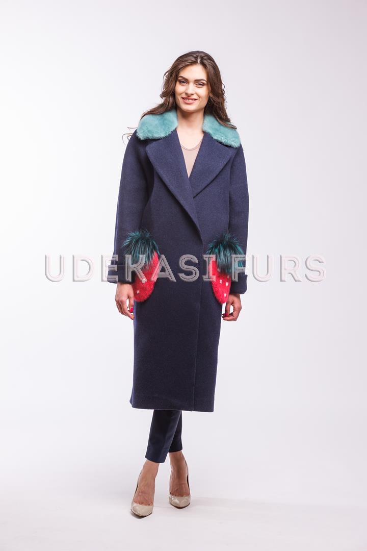 Пальто с норковой аппликацией 9003-03 Udekasi Furs 