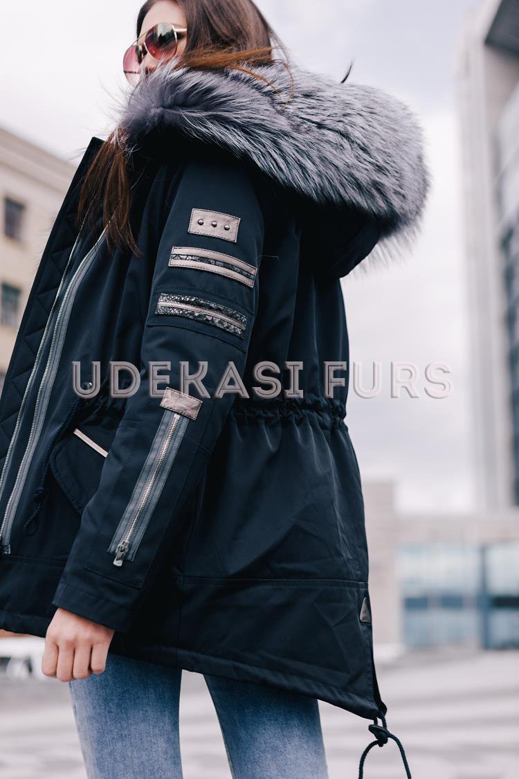 Парка темно-синяя с мехом чернобурки 5360-04 от Udekasi Furs - #2